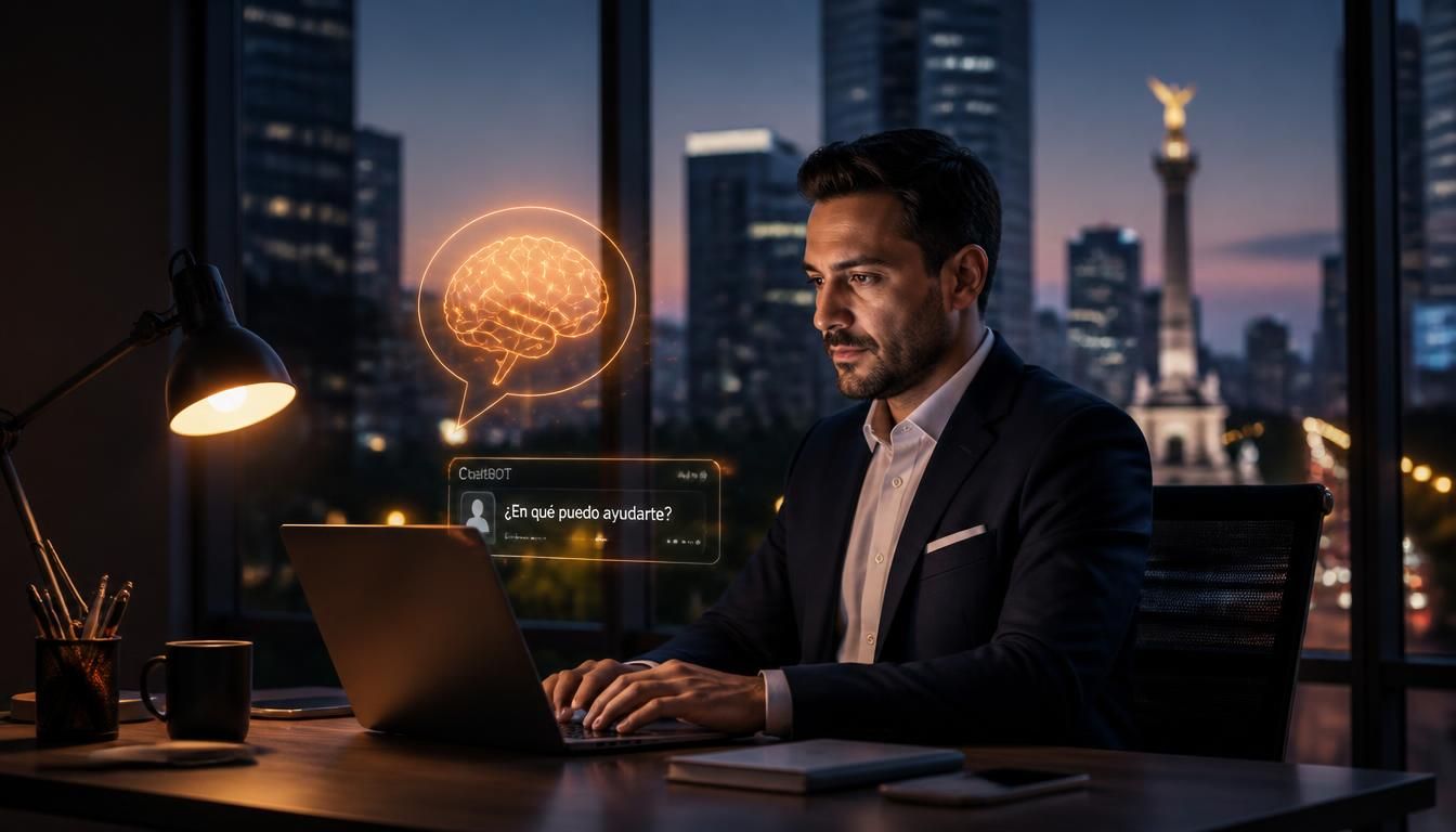 Especialista revisando la visibilidad de una marca en respuestas de inteligencia artificial en Ciudad de México