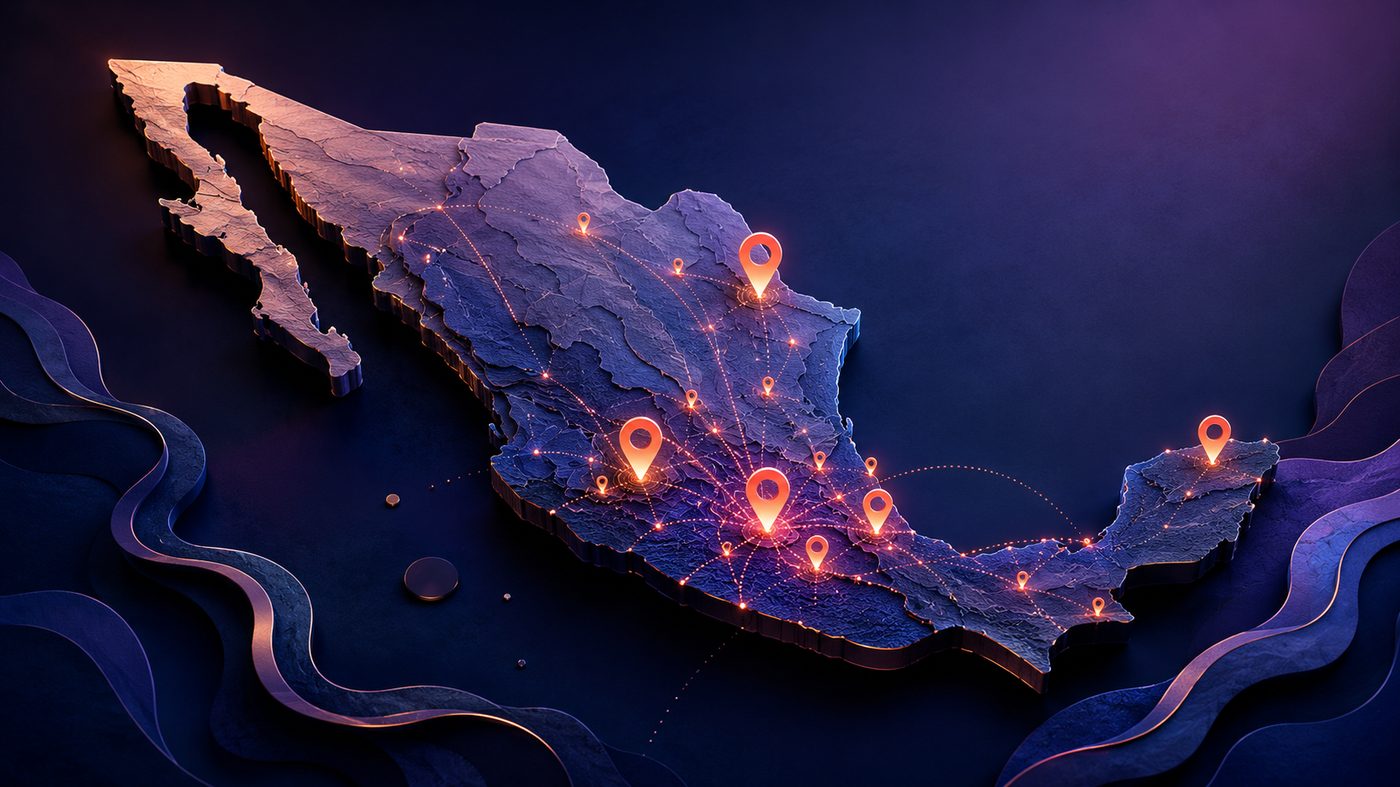 Mapa de cobertura nacional de posicionamiento web SEO en México
