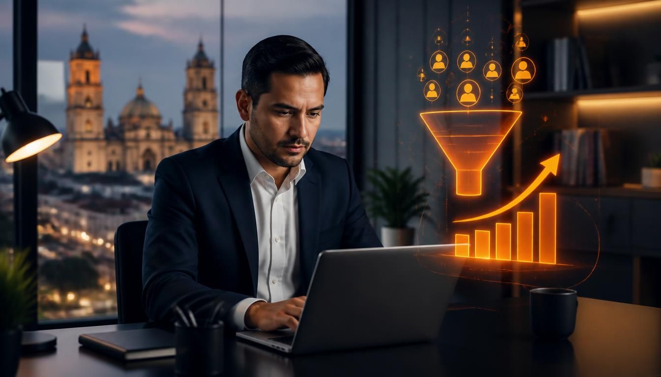 Especialista en CRO revisando un embudo de conversión y analítica